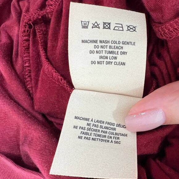 Anthropologie DELETTA Red Burgundy Sirpo Wrap Pullover Blouse Top Bell Sleeve XS - Picture 8 of 10